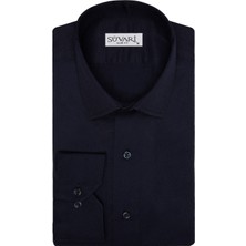 Süvari Slim Fit Armür Desenli Lacivert Erkek Gömlek