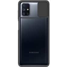Caseart Samsung Galaxy M51 Kapak Lensi Açılır Kapanır Kamera Korumalı Silikon Kılıf - Siyah