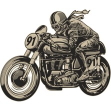Sticker Fabrikası Motorcu Kurukafa Cafe Racer Kuru Kafa Sticker 00374