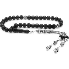 Gül Endam 925 Ayar Gümüş Çift Püsküllü Küre Kesim Rus Oltu Tesbih