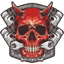 Sticker Atölyesi Motorcu Şeytan Kurukafa Sticker - 13054