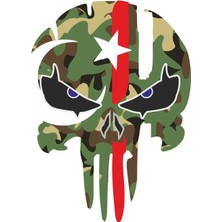 Sticker Atölyesi Kamuflaj Asker Punisher Ay Yıldız Türk Bayrak Kurukafa Sticker - 13072