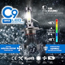 C9 Ultra Deli Mavi LED Xenon Soğutuculu Far Ampulü 9400 Lümen 15000K H4
