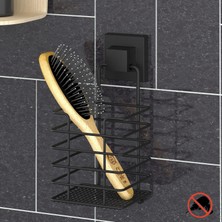 Teknotel Delme Vida Matkap Yok! Easyfıx Yapıskanlı Metal Banyo Fırçalık Rafı Mat Siyah EF073