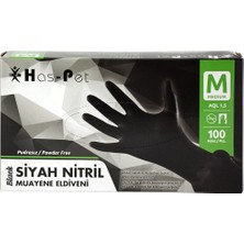 Has-Pet Nitril Pudrasız Eldiven Siyah 100'lü - M