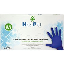 Has-Pet Latex Pudrasız Eldiven Mavi 100'lü - M