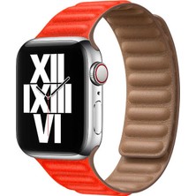 Vendas ​​​Vendas Apple Watch Uyumlu 42mm Parçalı Çizgi Tasarımlı Suni Deri Kordon Kırmızı