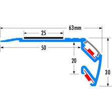 Tekprofil Alüminyum Işıklı Merdiven Profili 65x30mm Tek Kanallı BOY3m