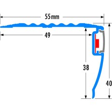 Tekprofil Alüminyum Işıklı Merdiven Profili 55x40mm BOY3m