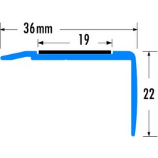 Tekprofil Alüminyum Merdiven Profili 36x22mm (19mm Titan Kaydırmaz Bant) BOY3m