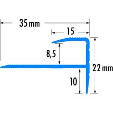 Tekprofil Alüminyum Merdiven Profili 8,5mm (Tek Taraf Geçmeli Laminat Için) Boy 3m