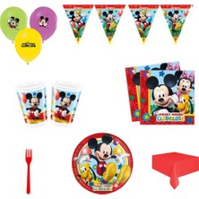Hayaller Dükkanı Mickey Mouse Doğum Günü Süsleri Masa Seti Parti Seti Ekonomik Set 8 Kişilik