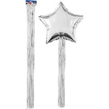 Hayaller Dükkanı Balon Püskülü Metalize Yapışkanlı 4 Lü Set 90 cm Gümüş Pk:4