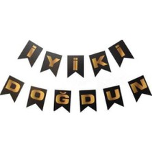 Hayaller Dükkanı Flama Bayrak Iyiki Doğdun Set Küçük Siyah P1