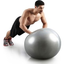 Biotech Gri Pilates Topu - Pompa Hediyeli 65 cm Yoga Topu Spor Salonu Denge Topu Dayanıklı Fitness Top