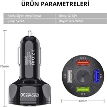 Zuidid Araç Hızlı Şarj 4 USB 7 A  Çoklu Hızlı Şarj Adaptörü