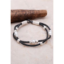 Sümer Telkari Kazaziye Dorissa Inci Taşlı Örgü Gümüş Bileklik