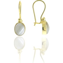 Sümer Telkari Sedef Altın Yaldızlı Elişi Gümüş Küpe