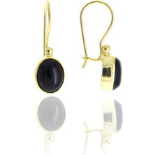 Sümer Telkari Onix Altın Yaldızlı Elişi Gümüş Küpe