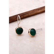 Sümer Telkari Yeşil Akik Elişi Trend Gümüş Küpe