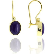 Sümer Telkari Ametist Altın Yaldızlı Gümüş Elişi Küpe