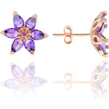 Sümer Telkari Lotus Çiçeği Tasarım Rose Gümüş Küpe