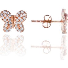 Sümer Telkari Rose Gümüş Kelebek Küpe