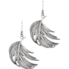 Labalaba Kadın Antik Gümüş Sallantılı Yaprak Küpe