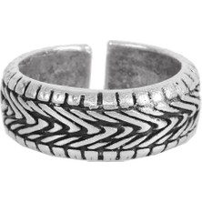 Labalaba Erkek Antik Gümüş  Kaplama Ayarlanabilir Otomobil Lastiği Yüzük