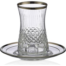 Roya Home Antik Platin 6 Kişilik 12 Parça Çay Bardak Seti