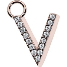 Diversity Jewelry Kadın Gümüş Rose V Harfi Opsiyonel Uç
