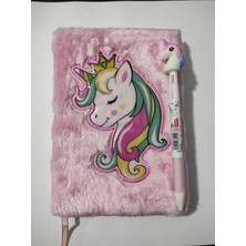 Asel Peluş Unicorn Günlük ve Kalem Seti Pembe