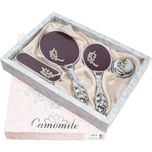 Camomile Lüks Gelin Ayna Fırça Tuvalet Takımı (Mürdüm Model 3 )