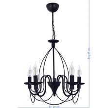 Polat Aydınlatma Kale 5 Li Siyah Avize