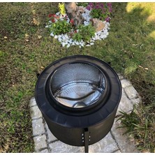 Karadağ Taşınabilir Ateş Çukuru Şömine Krom Paslanmaz Çelik Açık Kamp Ateşi 100 x 100 cm