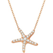 Altın Sepeti Rose Gümüş Taşlı Deniz Yıldızı Kolye G869KL