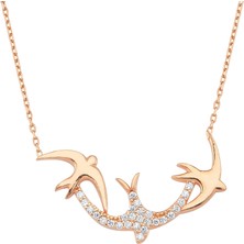 Altın Sepeti Rose Gümüş Üç Kırlangıç Kolye G880KL