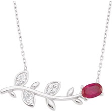 Altın Sepeti Gümüş Yapraklı Gül Dalı Kolye G873KL