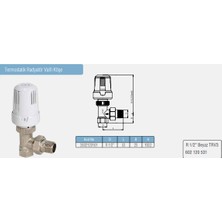E.C.A 1/2 Köşe Termostatik Radyatör Valfi Trv3  602120531