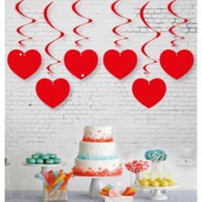 Kikajoy Kalp Sarkıt Metalize Kırmızı 6'Lı