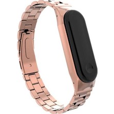 Jacquen Xiaomi Mi Band 5 Kordon Metal Katlamalı Klipsli 16 Kademeli Rose Gold