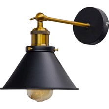 Mylights Retro Rustik Mafsalı Konik Aplik Siyah  18 cm