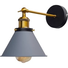 Mylights Retor Rustik Mafsalı Hareketli Konik Aplik Gri Başlık