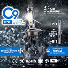 C9 Ultra Buz Mavi LED Xenon Soğutuculu Far Ampulü 9400 Lümen 10000K H11