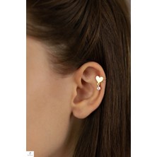 By Barun Sarı Renk Kalp Model Tekli Kıkırdak Küpe