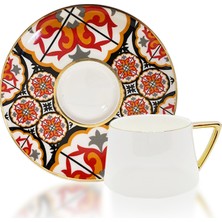 Winterbach Ethnic Desenli Turuncu Kahve Takımı 6 Kişilik