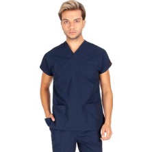 Vehbi Erkek Doktor Hemşire Forması Scrubs Alpaka Kumaş Hastane Nöbet Tek Üst Zarf Yaka Yarasa Kol