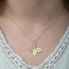 Gumush ​​Gümüş Gold Kelebek Kadın Kolye