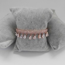 Modamugo Zirkon Taşlı Kelepçe Pirinç Bileklik Rose Renk