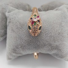Modamugo Zirkon Taşlı Kelepçe Pirinç Bileklik Gold Renk